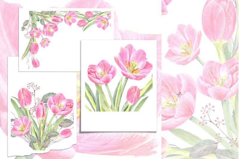 watercolor-pink-tulips