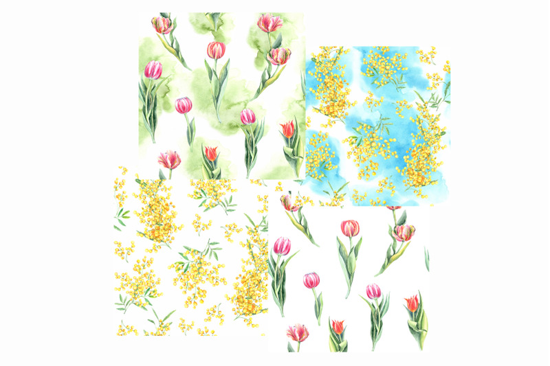mimosa-and-tulips-seamless-pattern
