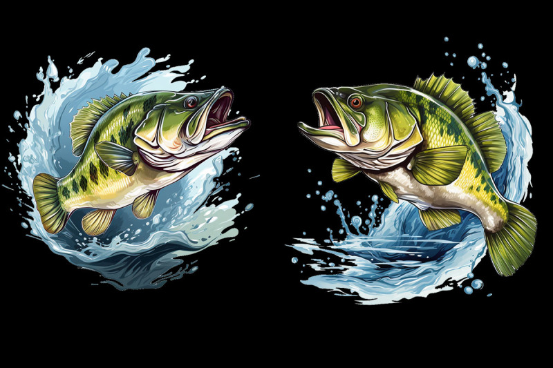 cartoon-full-color-bass-fishing-bundle