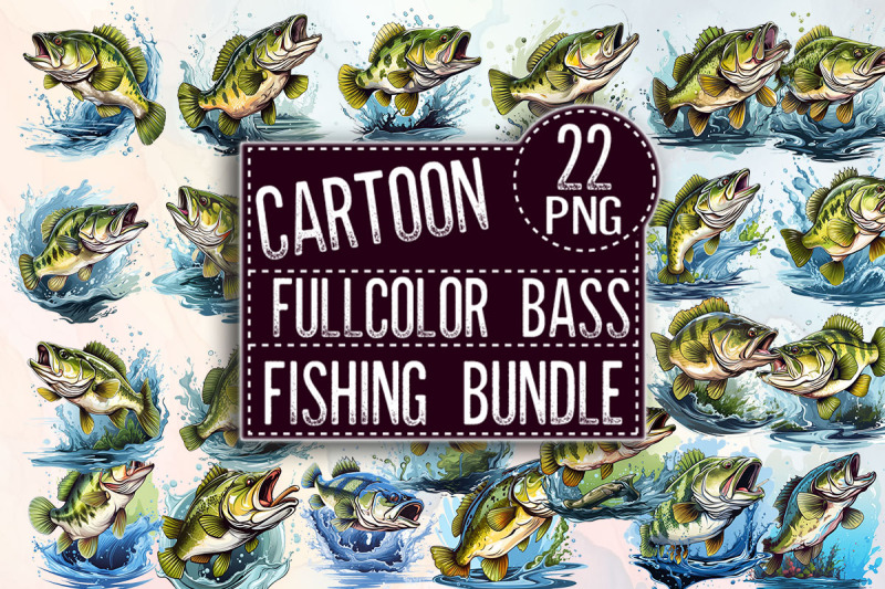 cartoon-full-color-bass-fishing-bundle