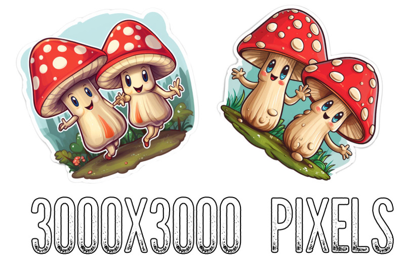 cartoon-funny-mushrooms-stickers