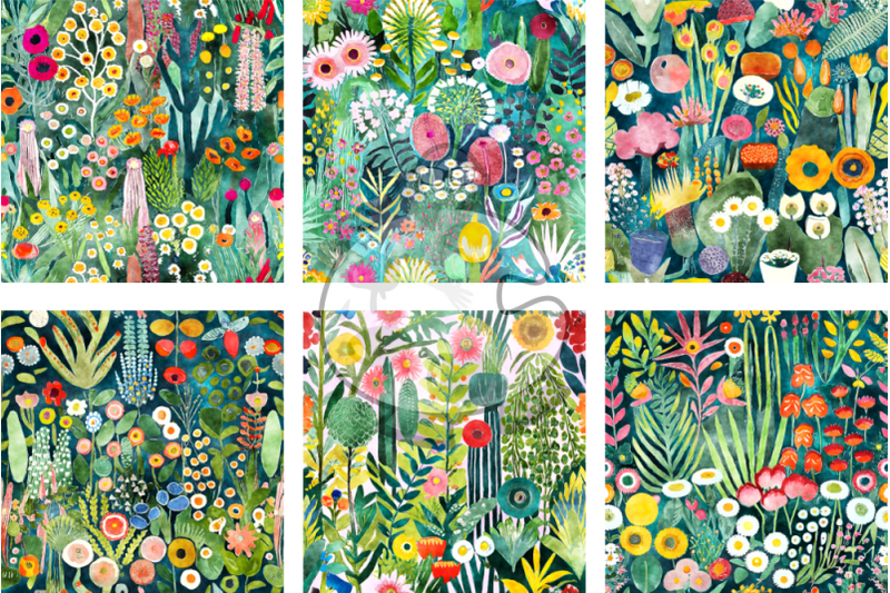 herbal-garden-set-2-watercolor-pattern-papers