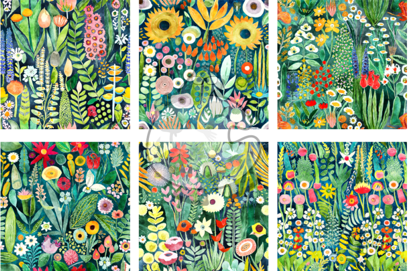 herbal-garden-set-2-watercolor-pattern-papers