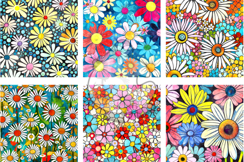 retro-daisies-set-2-watercolor-floral-pattern-papers