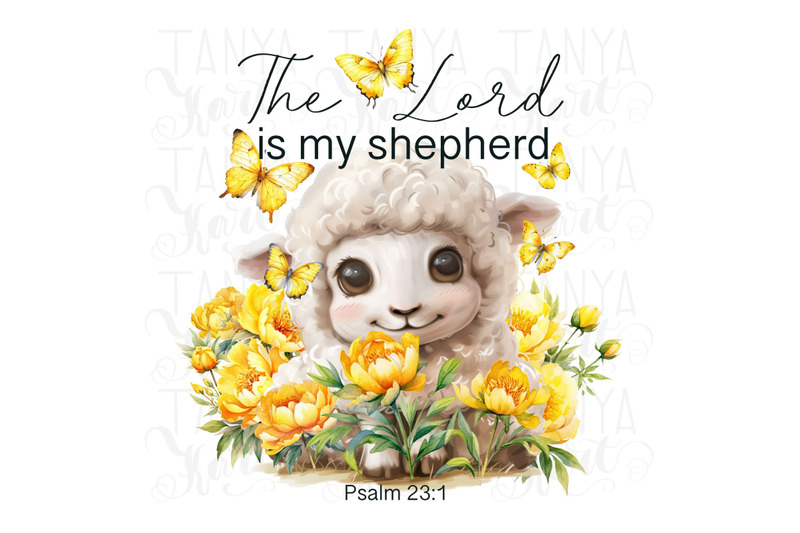 lord-is-my-shepherd-butterfly-yellow-flowers-sublimation-print