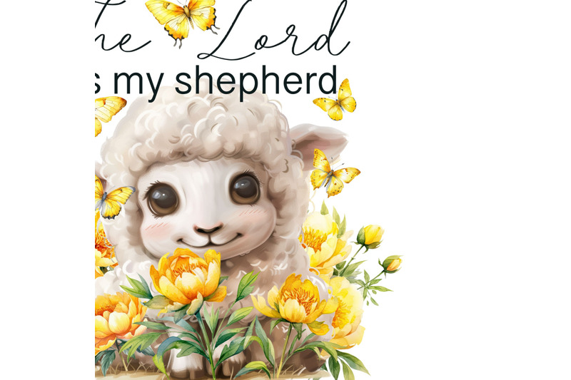 lord-is-my-shepherd-butterfly-yellow-flowers-sublimation-print