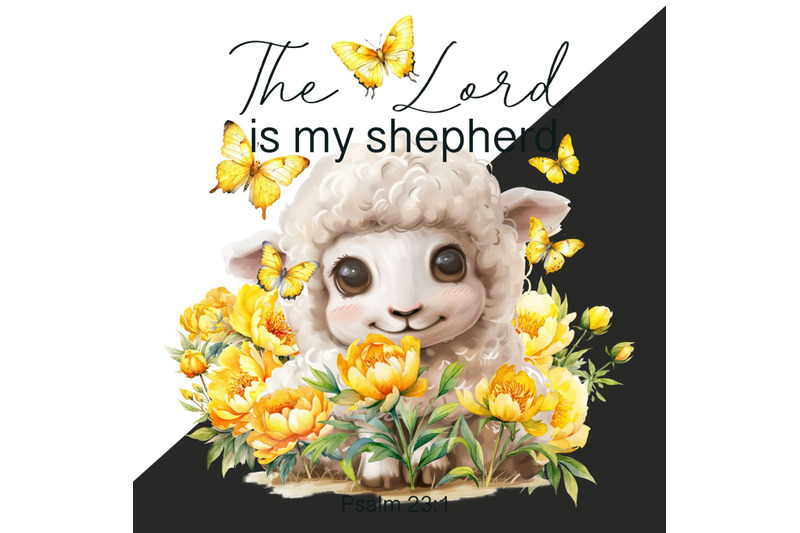 lord-is-my-shepherd-butterfly-yellow-flowers-sublimation-print