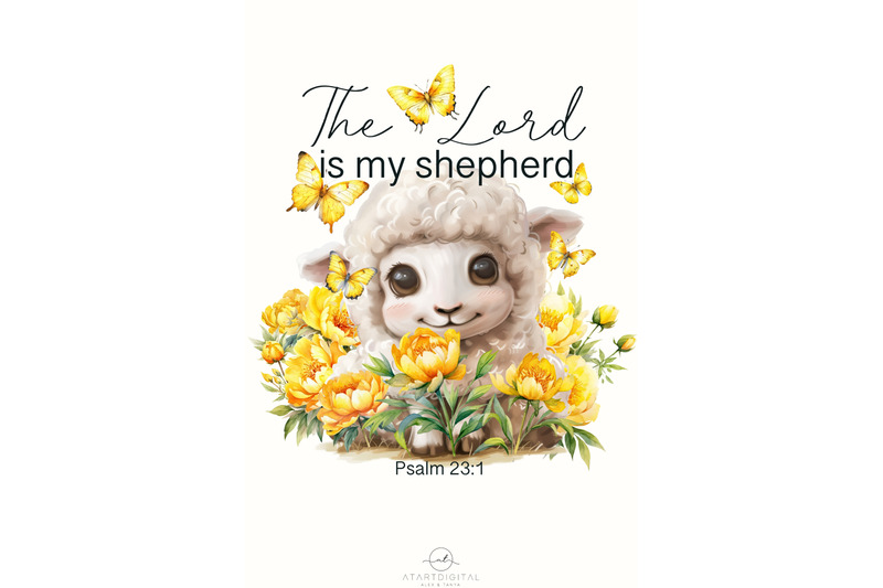 lord-is-my-shepherd-butterfly-yellow-flowers-sublimation-print