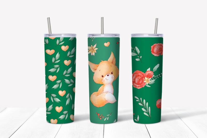 fox-sublimation-design-skinny-tumbler-wrap-design