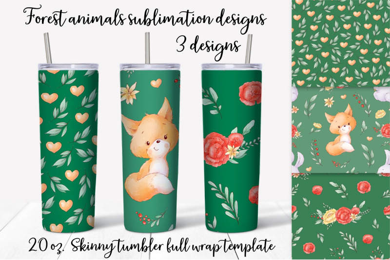 fox-sublimation-design-skinny-tumbler-wrap-design