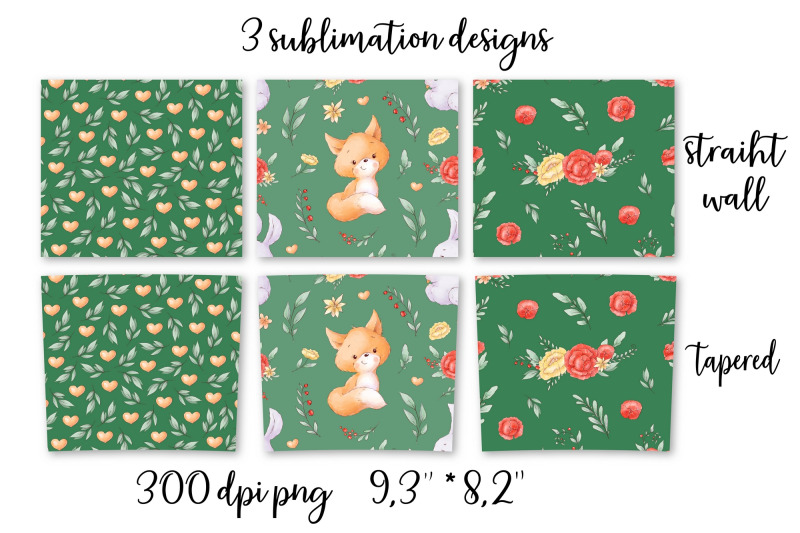 fox-sublimation-design-skinny-tumbler-wrap-design