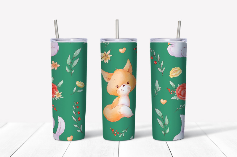 fox-sublimation-design-skinny-tumbler-wrap-design