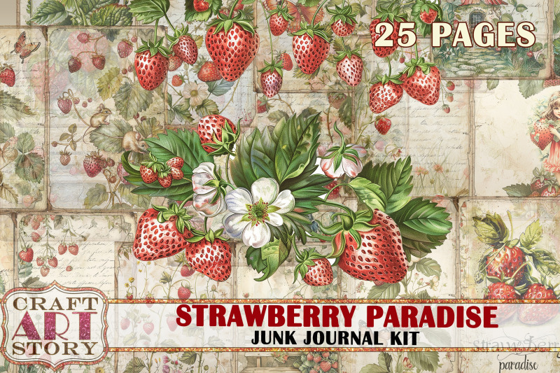 vintage-strawberry-fantasy-junk-journal-pages-printables