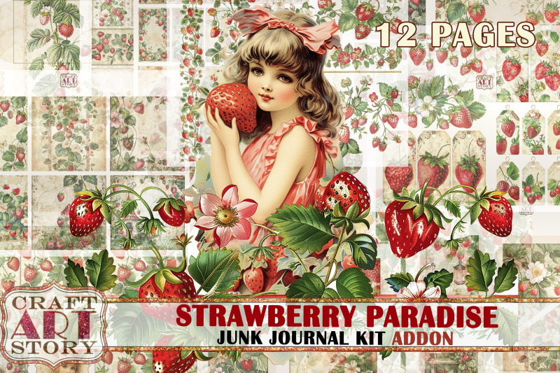 vintage-strawberry-fantasy-junk-journal-pages-addon