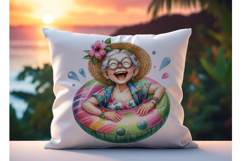 grandma-in-hawaii-tropical-clipart