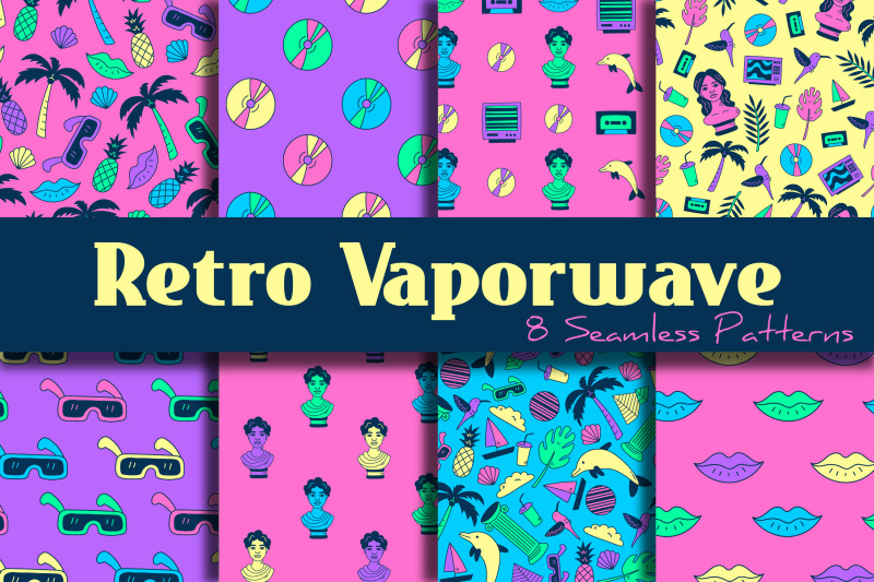 retro-vaporwave-seamless-patterns