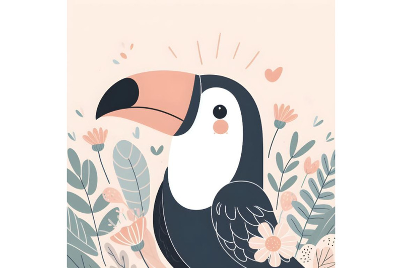 toucan-with-floral-background