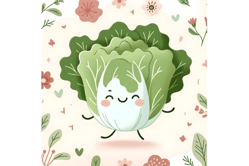 happy-lettuce-with-floral-background