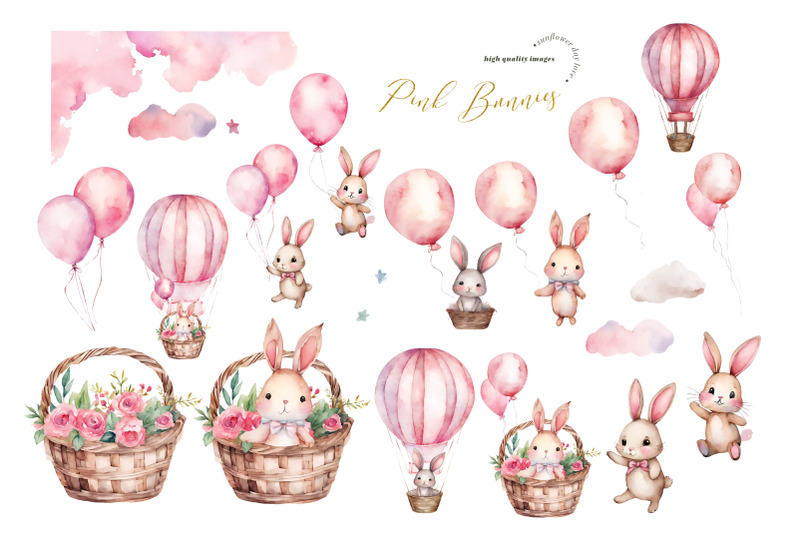 bunnies-pink-hot-air-balloon-clipart-pink-flowers-easter