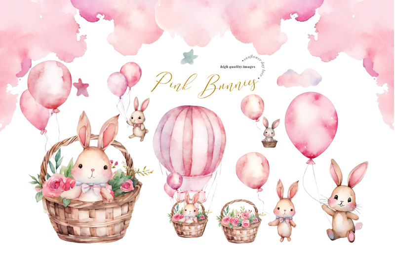 bunnies-pink-hot-air-balloon-clipart-pink-flowers-easter