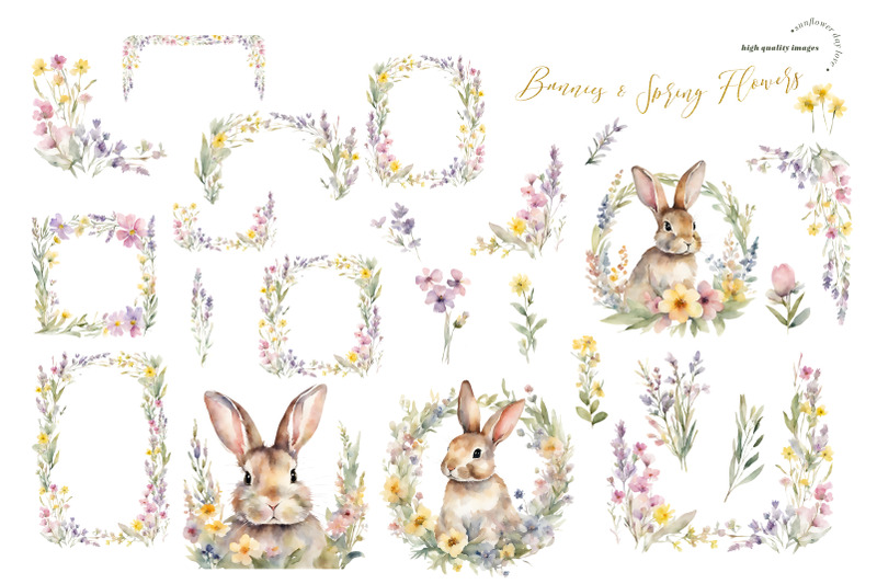spring-easter-cute-bunny-clipart-wildflowers-easter-bunny