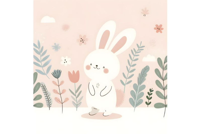 bunny-with-floral-background