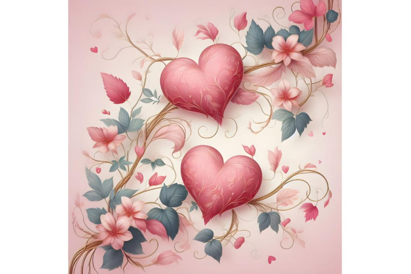 hearts-with-floral-vines-with-pink-heartshaped