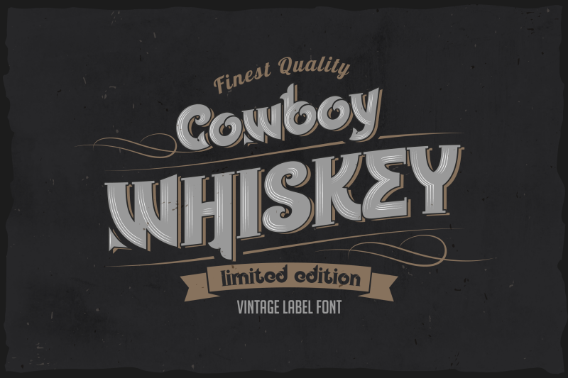 cowboy-whiskey-vintage-label-layered-font
