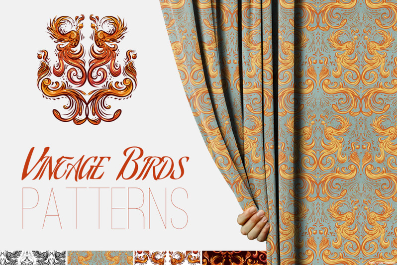 vintage-birds-patterns-set