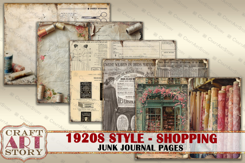 vintage-fashion-junk-journal-kit-1920s-style-sewing-shopping