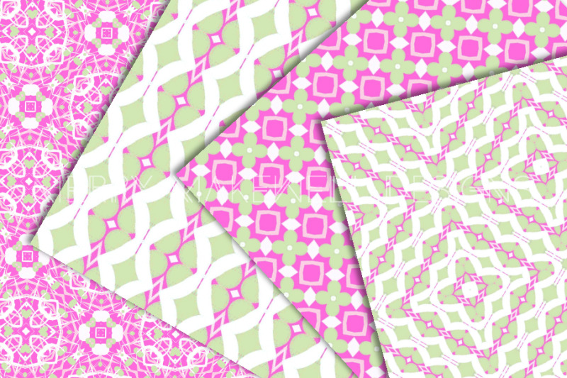 pink-and-green-abstract-seamless-pattern-set