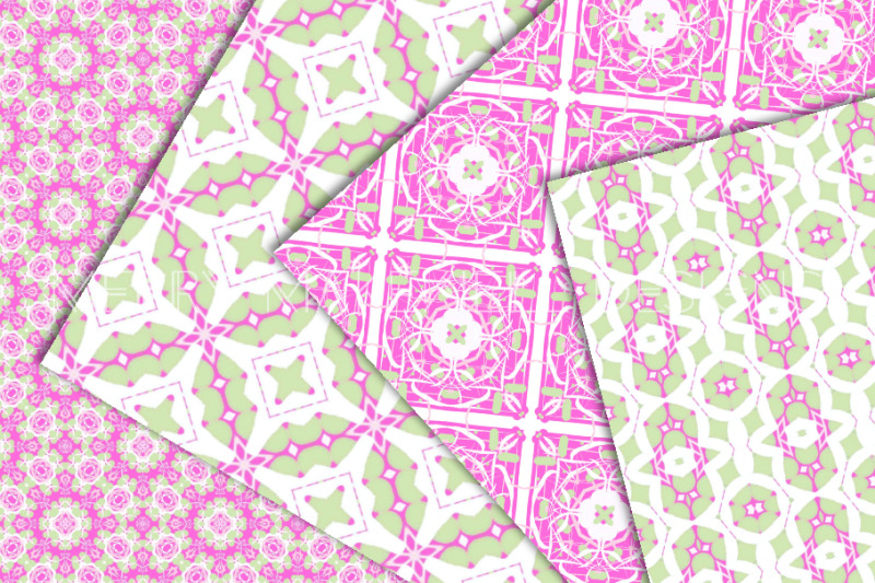 pink-and-green-abstract-seamless-pattern-set