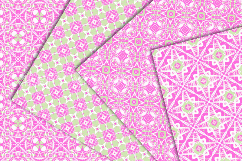 pink-and-green-abstract-seamless-pattern-set