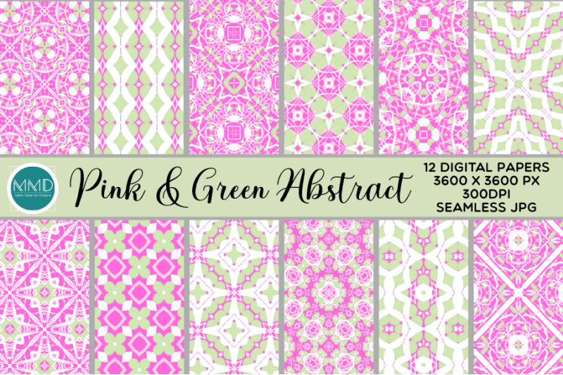 pink-and-green-abstract-seamless-pattern-set