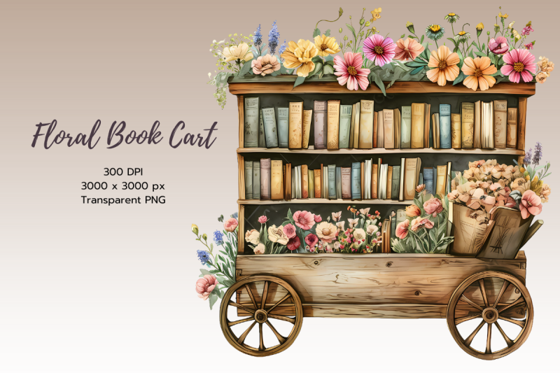 floral-book-cart-watercolor-sublimation