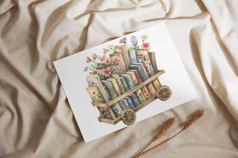 floral-book-cart-watercolor-sublimation