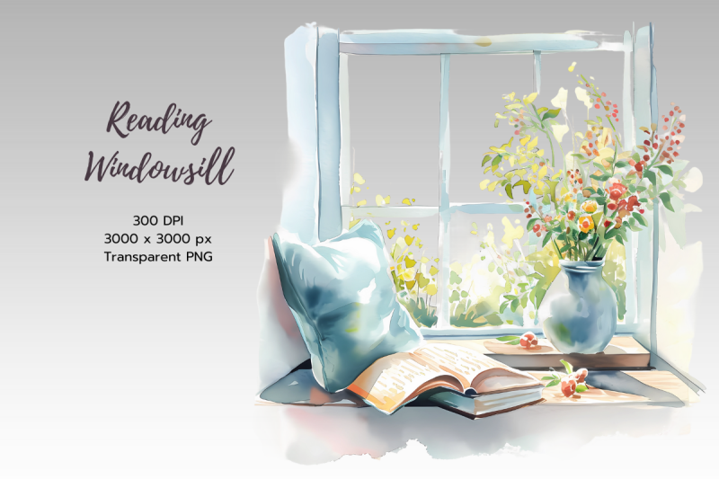 reading-windowsill-booklover-sublimation-clipart