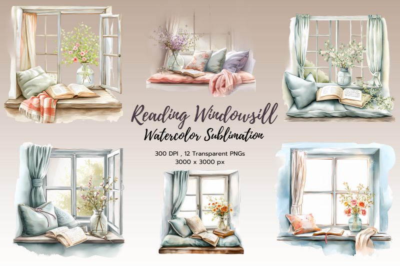 reading-windowsill-booklover-sublimation-clipart