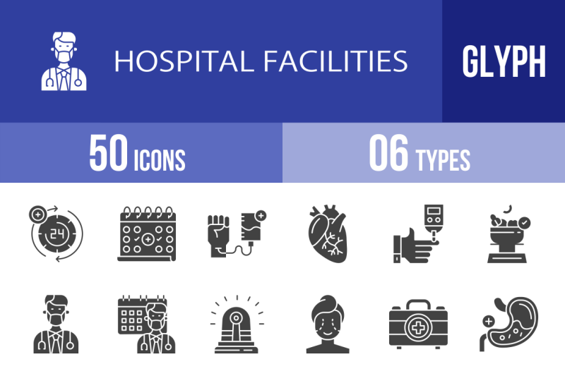 50-hospital-facilities-glpyh-icons