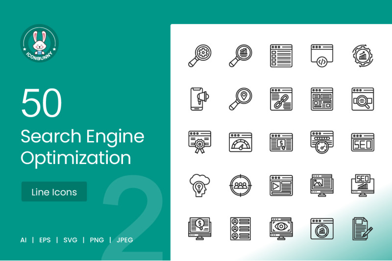50-search-engine-optimization-line-icons