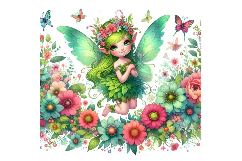 green-fairy-with-wings-and-blooms-adorable