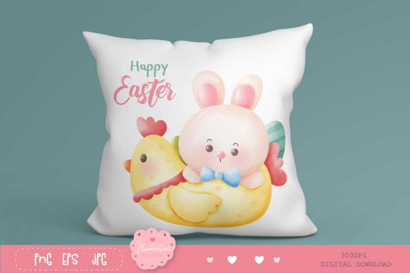easter-watercolor-cute-bunny-kawaii-clipart-farm-animal-pet