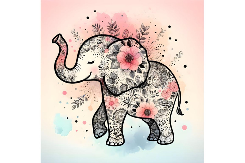 floral-cute-elephant-silhouette