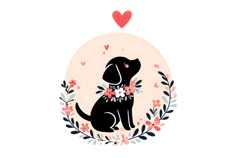 floral-cute-dog-silhouette