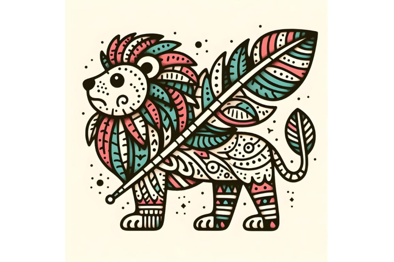 tribal-feather-in-shape-of-lion