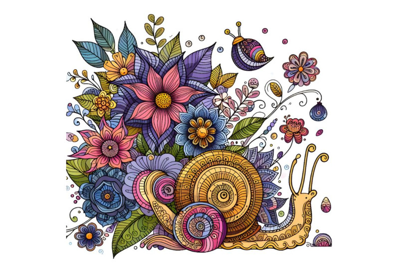 flowers-and-zentangle-snail