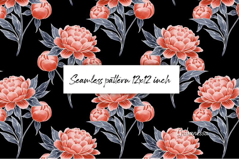 peony-pattern-on-black-floral-digital-paper