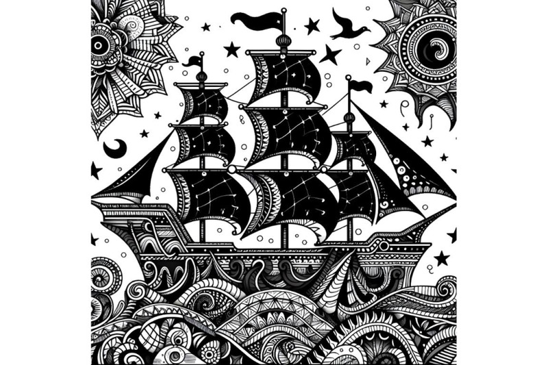 black-ship-zentangle-art