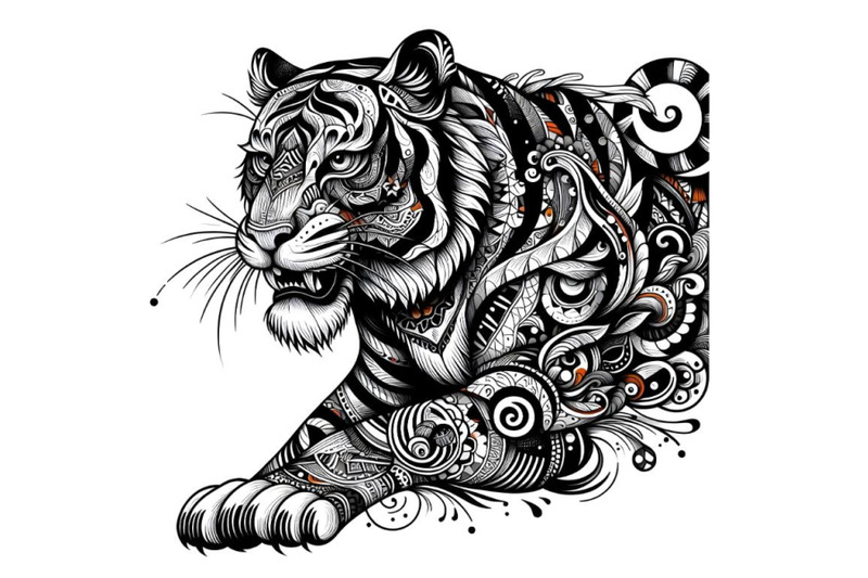 black-and-white-wild-tiger-colourful-abstract-art