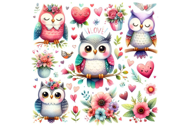 sweet-owls-hearts-and-flowers